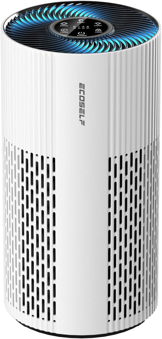 Air Purifiers for Home Large Room Cover Up to 1500 Ft² with True HEPA Filter, 20dB Sleep Mode, 360° Air Intake & Outlet, Air Cleaner for Bedroom Pets, 7 Color Light, HAP604, Bright White