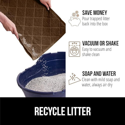 GORILLA GRIP Cat Litter Box Mat, 32x32, Water Resistant, US Designed Kitty Litter Trapping Mats, Easy to Clean, Scatter Control, Less Mess and Clean Floors, Kitten Supplies for Indoor Cats, Brown