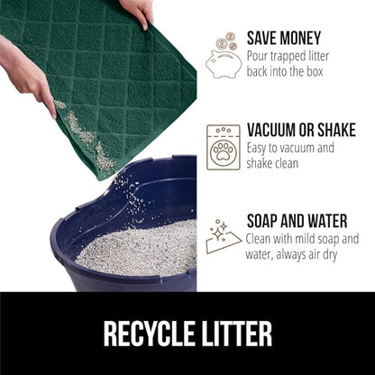 GORILLA GRIP Cat Litter Box Mat, 47x35, Water Resistant, US Designed Kitty Litter Trapping Mats, Easy to Clean, Scatter Control, Less Mess and Clean Floors, Kitten Supplies for Indoor Cats, Dark Green