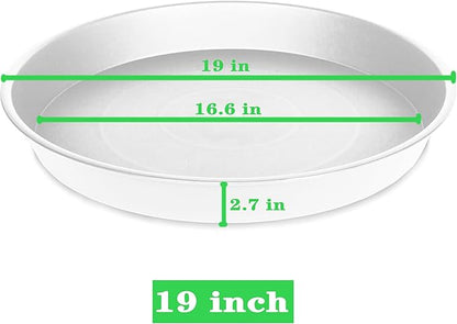 2 Pack of 19 inch Plant Saucer, 2.7" Depth Tray, Large Deep Garden Plastic Flower Planter Plant Trays for Indoors Outdoor Bath Bath (19", Creamy White)