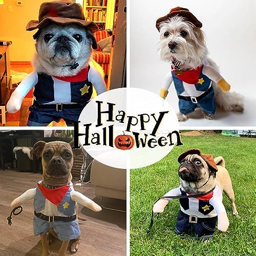 NACOCO Halloween Cowboy Dog Costume - Pet Clothes Costumes with Hat for Dog and Cat Blue(M) - Image 6