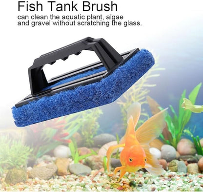 5.7inch Aquarium Scraper Plastic Brush No Dead Angles Design Glass Cleaner Tool with Ergonomic Handle for Fish Tank Maintenance