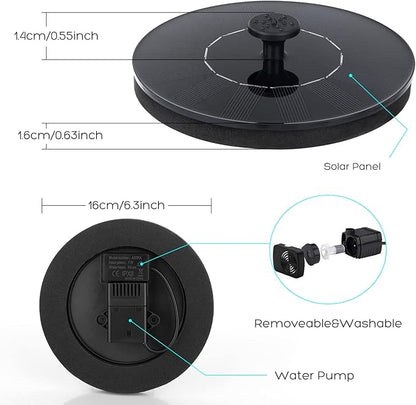 Mademax 1W Solar Bird Bath Fountain Pump, Solar Fountain, Free Standing Floating Solar Powered Water Fountain Pump for Bird Bath, Garden, Pond, Pool, Outdoor