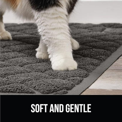 GORILLA GRIP Cat Litter Box Mat, 35x23, Water Resistant, US Designed Kitty Litter Trapping Mats, Easy to Clean, Scatter Control, Less Mess and Clean Floors, Kitten Supplies for Indoor Cats, Dark Gray