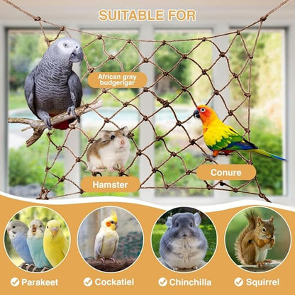 2 Packs Natural Bird Rope Net Parrot Swing Hammock for Birds Parrot Ladder Macaw Hanging Hammock Activity Toy for Rats Parakeet Cockatiel Cockatoo Conure African Grey Budgie（L 20 * 16inch）