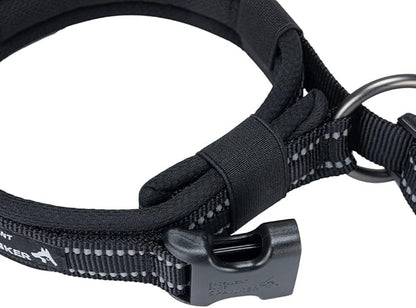 EXCELLENT ELITE SPANKER Reflective Dog Collar Classic Soft Padded Breathable Nylon Adjustable Pet Collar with Quick Release Buckle for Boy Girl Male Female Small Medium Large Dogs Training(Black-M)
