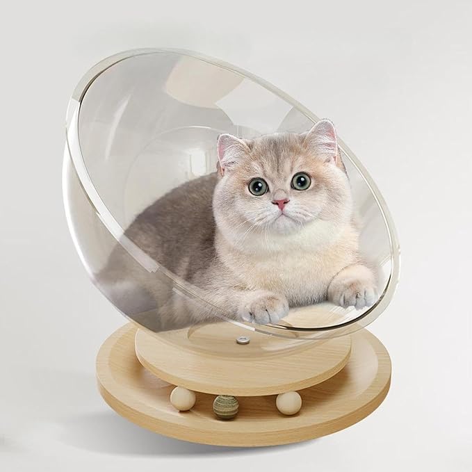 Space Capsule Cat Bed, Pet Furniture, Easy Cleaning, Universal Small Pets Activity Centre Bed Toy, Sleeping Nest for Cats, Solid Wood L