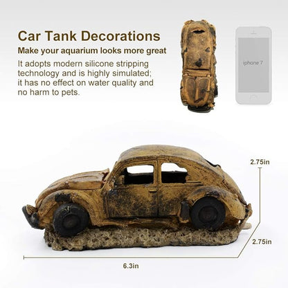boxtech Decorations for Aquarium, Aquarium Resin Ornament Decorations, Imitation Car Wreck for Air Bubble Stone Oxygen Pump Fish Tank