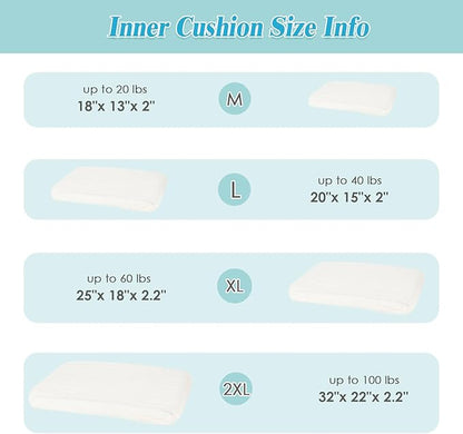 Cute Washable Dog Bed for Small Medium Dogs, Orthopedic Plush Rectangle Anti-Anxiety Dog Bed, Medium Calming Bolster Puppy Bed with Durable Removable Zipper Cover&Anti-Silp Bottom, 30in, Cream