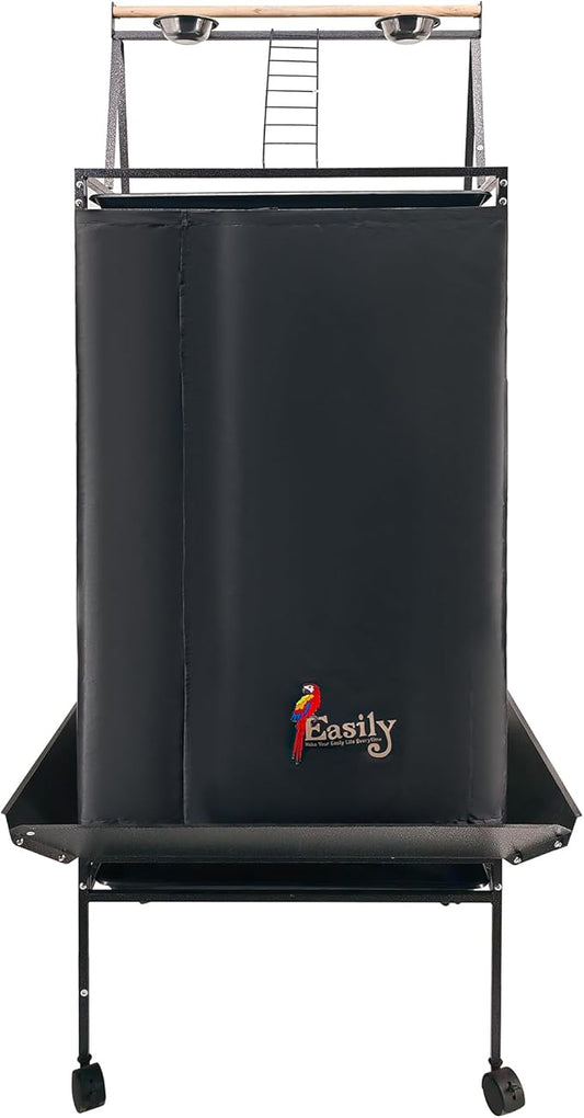 Easily Bird Cage Cover for Large Bird Cage with Play Top, Good Night Birdcage Covers, Black, 68"