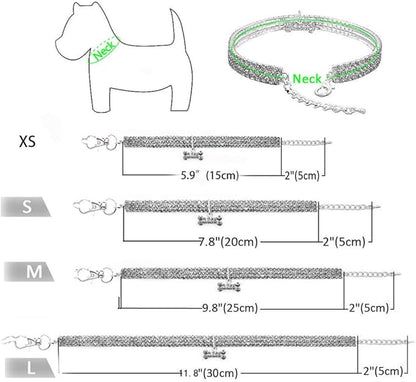 Pet Collar with Diamonds, Adjustable Crystal Diamond Elastic Heart Claw Pendant Wedding cat and Dog Small pet Necklace Jewelry
