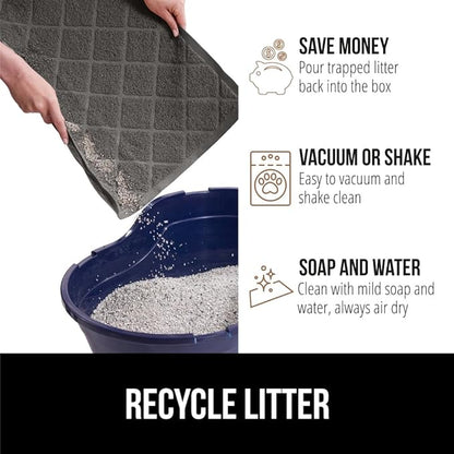 GORILLA GRIP Cat Litter Box Mat, 47x35, Water Resistant, US Designed Kitty Litter Trapping Mats, Easy to Clean, Scatter Control, Less Mess and Clean Floors, Kitten Supplies for Indoor Cats, Dark Gray