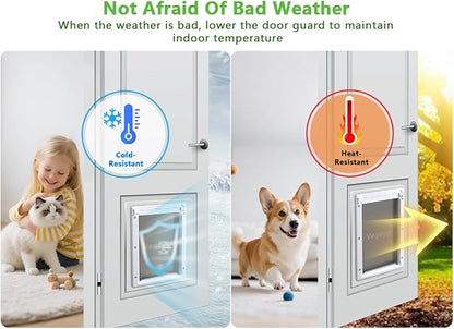 Dog Door Doggy Door Easy Install - Wood & PVC Doors & Walls，Dgooie Free Movement & Flexible Control - 2 Magnetic Flaps & Sliding Lock,Telescoping Frame,8 1/8" x 13 2/5" for Medium Dogs Up to 40 lb