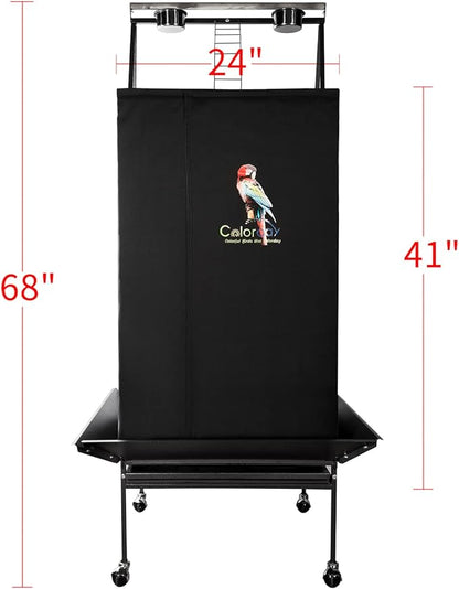 Colorday Good Night Bird Cage Cover for Large Bird Cage with Play Top (Patented), Black 68"