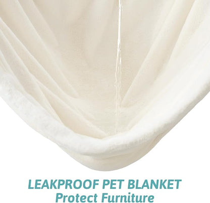 Luxury Faux Fur Throw Blanket Twin, Ultra Soft Waterproof Pet Blanket, Cozy Warm Plush Blanket for Bed Sofa Bedroom Living Room, Liquid Pee Proof for Large Dog or Cat, 60x80 inch, Cream