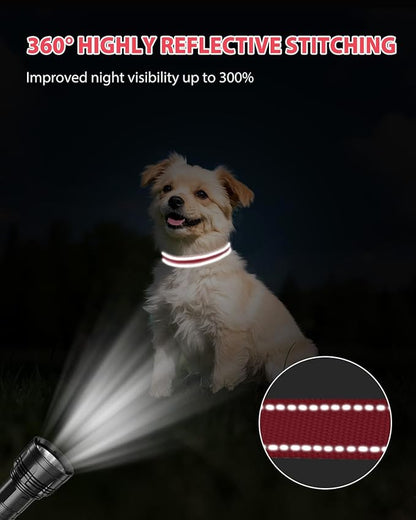 Joytale Small Dog Collar, Reflective and Adjustable Nylon Collar with Quick-Release Buckle, Lightweight No-Choke Design for Small Dogs, Red, 5/8" Width