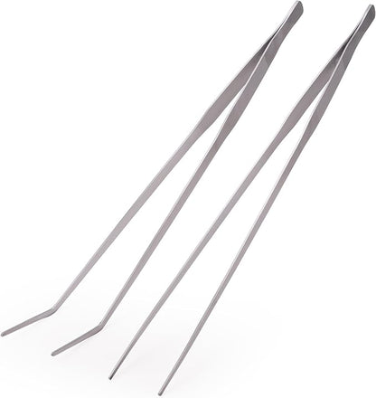 VORESTIC Straight and Curved Aquarium Tweezers Set 18 Inch, Stainless Steel Long Tweezers for Fish Tank Planting, Aquascaping, Reptile Feeding Tongs, Terrarium Tool and Aquarium Tongs