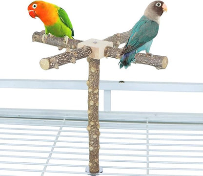 Bird Perch Stand Toy, Interactive Spinning Bird Toys, Wooden Parrot Perch,Bird Cage Perch Toy for Parakeets, Budgies, Lovebirds Cockatiel