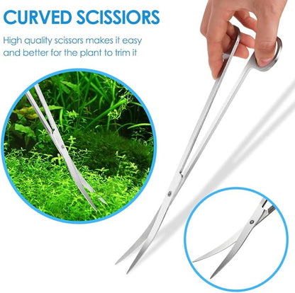 Gutsdoor Aquascape Tools Aquarium Kit, 4PCS Long Aquascaping Tools Stainless Steel Aquatic Plants Set for Fish Tank, Aquarium Plant Trimming