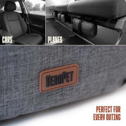 Soft Sided Pet Carrier for Small Dogs & Cats up to 9 Lbs - Breathable 100% Polyester Travel Bag with Luggage Strap & Washable Mat - Airline Approved Underseat Fit - Grey