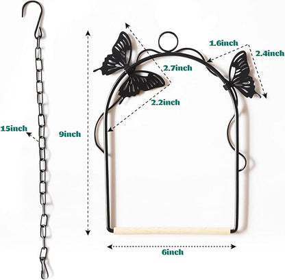 Hummingbird Swing 2 Pack Attractive Hummingbird Perch with Rust Resistant Metal Frame, Wooden Dowel and Hanging Chain for Wild Finches & Orioles Bird Outdoors