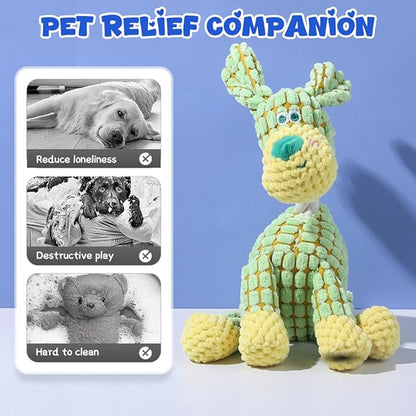 2025 New Dog Toys, Indestructible Plush Dog Toy, Dogs Toys for Aggressive Chewers, Dogs Squeaky Chew Toy for Indoor Pups Teething (Orange+Blue)
