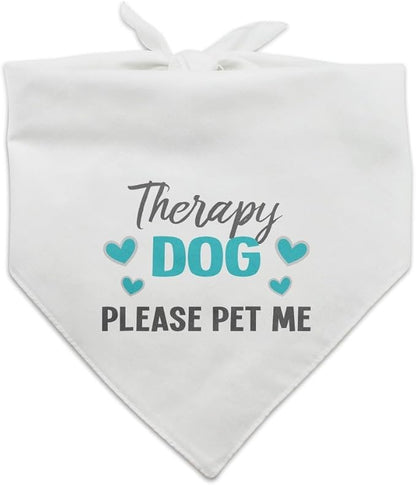 GRAPHICS & MORE Therapy Dog Please Pet Me with Hearts Dog Pet Bandana - White