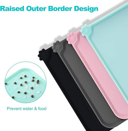 Silicone Waterproof Dog Cat Pet Feeding Mats, Non Slip, Easy Clean Pet Dog Cat Bowl Mats Placemat (28" x 24") Green