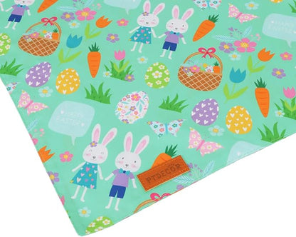 PTDECOR Easter Dog Bandana, Reversible Rabbit Easter Egg Dog Scarf, Multi Size, White Green Bandanas for Medium Large Dogs Pets (White&Green, Large)