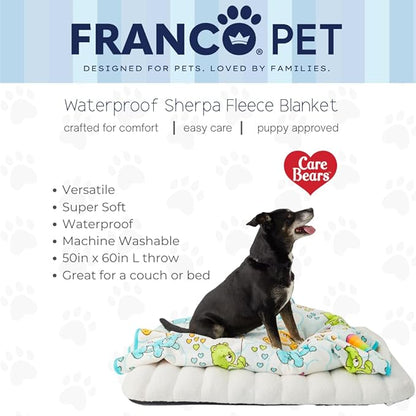 Franco Pet Care Bears Super Soft Cozy Waterproof Sherpa-Backed Blanket Throw for Large Dogs, Couch/Bed/Car, 50x60 (Officially Licensed Product)