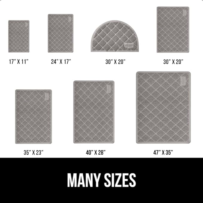 GORILLA GRIP Cat Litter Box Mat, 40x28, Water Resistant, US Designed Kitty Litter Trapping Mats, Easy to Clean, Scatter Control, Less Mess and Clean Floors, Kitten Supplies for Indoor Cats, Grey