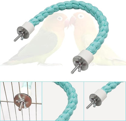 U Shape Bird Parrot Perch Stand Toy, Cotton Bendable Parakeet Standing Climbing Rope Toy, Cage Accessory for Small Birds Parakeet Budgies Cockatiels Lovebirds (15"/38 cm)