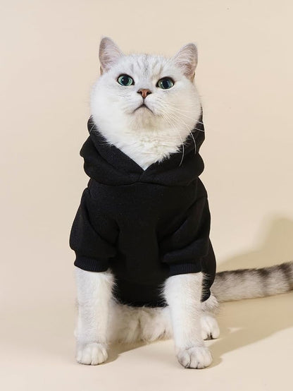 QWINEE Cartoon Bear Print Cat Hoodie Breathable Stretchy Sweatshirts with Hat Warm Cat Clothes for Small Medium Large Cats Dogs Multicolor L