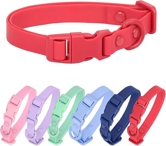 Waterproof Dog Collar Soft Rubber Dog Collar with Safety Buckle Adjustable Pet Collar for Small Medium Large Dogs