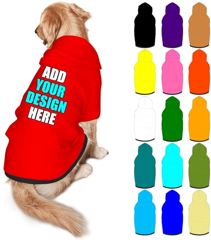 Custom Dog Clothes with Photo Name Logo Personalized Dog Sweaters for Small Medium Large Dogs Breathable Warm, Red, M