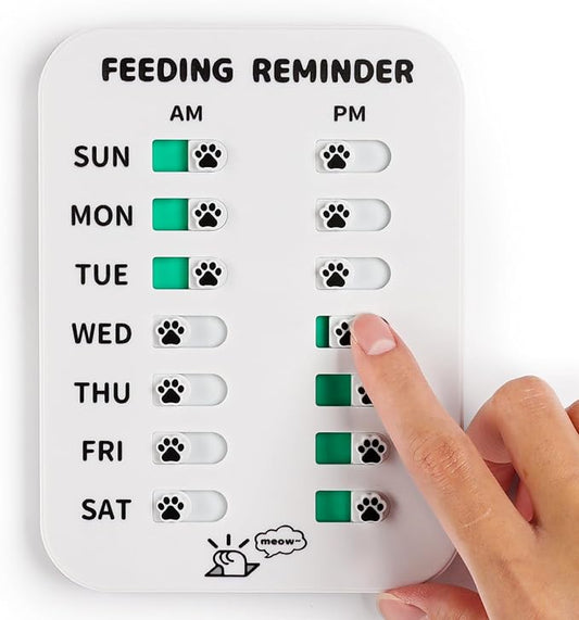 YAUYIK Dog Feeding Reminder, Puppy Feeding Schedule Chart, AM/PM Daily Indication Chart Feed/Walk Your Pets, Helps You to Track Pet Feeding & Walking (White)