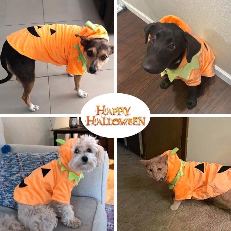 DELIFUR Dog Cat Halloween Pumpkin Costume Puppy Fleece Hoodie Coat for Large Dog (XXXX-Large) - Image 3