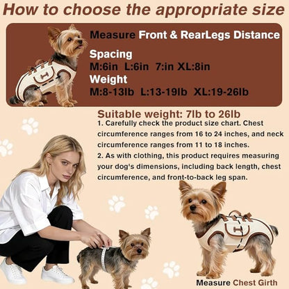 Dog Backpack Carrier for Small Dogs,Dog Lift Harness Adjustable Padded Breathable with Small Pet Treat Bag Straps for Disabled, Joint Injuries, Cars,Outdoor Hiking Pet（L 13-19lb）
