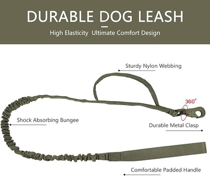 DAGANXI Tactical Dog Collar, Adjustable Military Training Nylon Dog Collar with Control Handle and Heavy Metal Buckle for Medium and Large Dogs, with Patches and Airtags Case (L, Green-Set)