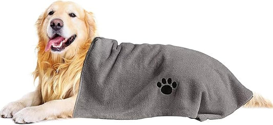 Microfiber Dog Towels for Drying Dogs, Super Absorbent and Soft Pet Grooming Towel, 40 Inch X 23.6 Inch, Perfect Dog Shower & Bath Supplies for Large, Medium or Small Dogs, Grey