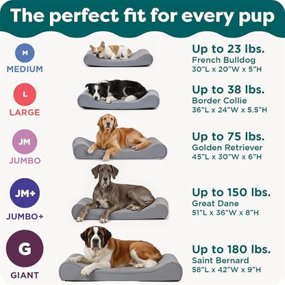 FurHaven Orthopedic Dog Bed for Large Dogs, Luxe Lounger Contour Mattress with Solid Orthopedic Foam Slab for Joint Support, Removable Washable Cover, Large, Plush Suede, Gray