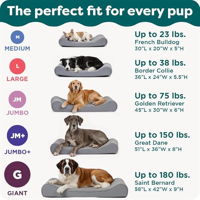 FurHaven Orthopedic Dog Bed for Large Dogs, Luxe Lounger Contour Mattress with Solid Orthopedic Foam Slab for Joint Support, Removable Washable Cover, Jumbo XL, Plush Suede, Gray