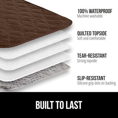 GORILLA GRIP Waterproof Bed Cover for Dogs, 82x52, Gripped Slip Resistant Backing, Leak Proof Washable Dog Blanket Covers Sofa, Couch, Sectional, Crate, Car, RV Seats, Pet Puppy Essentials, Brown