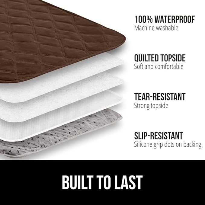 GORILLA GRIP Waterproof Couch Cover for Dogs, Gripped Slip Resistant Backing, Leak Proof Washable Dog Blanket Covers Sofa, Bed, Sectional, Crate, Car, RV Seats, Pet Puppy Essentials, 30x70 Brown