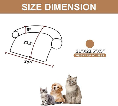 Calming Dogs/Cats Bed Mats, Dog Pad Washable Removable Couch Cover, Plush Long Fur Mat for Pets, Waterproof Lining, Perfect for Small, Medium and Large Dogs and Cats (Desert Brown, 31"x23")
