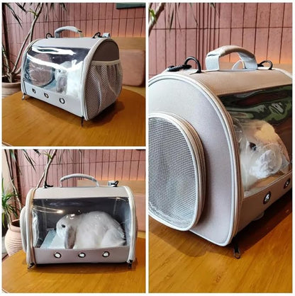 Bearded Dragon Travel Carrier Backpack,Lizard Backpack Carrier,Space Capsule Clear Bubble Window Astronaut Reptile Carrier Backpack for Guinea Pig,Sugar Glider,Bunny (Grey, TPU Carrier+MAT)
