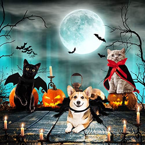 Syhood 3 Pcs Halloween Cat Dog Costume Set,Pet Bat Vampire Cloak,S,Gothic - Image 2