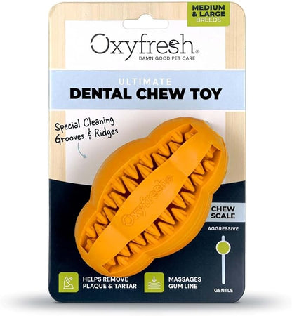 Oxyfresh Dog Dental Chew Toy - Best Dog Teeth Cleaning Toy – A Simple Bite and Brush Toy That Helps Remove Plaque, Cleans Teeth & Freshens Breath Without Brushing - Large