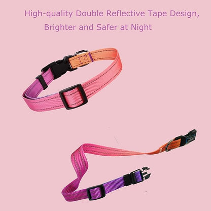 Roses&Poetry Reflective Dog Collar with Gradient Mistyrose, Adjustable Durable Pet Collars for Small Medium Large Dogs (Mistyrose-M)