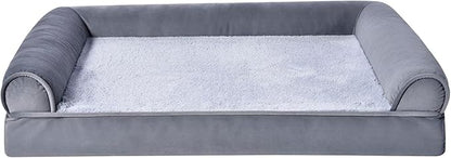 Amazon Basics Living Room Couch Dog Bed with Premium Foam, Non-Slip Bottom, Removable Washable Cover, Supportive Pressure-Relief for Dogs up to 30lbs, Medium (30" x 20"), Grey